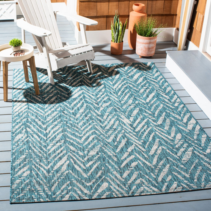 Mistana™ Adamski Power Loom Blue/Gray Indoor/Outdoor Rug & Reviews Wayfair